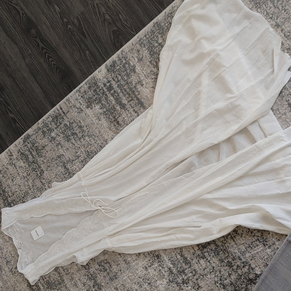 Intimately Free People Gauze eyelet maxi duster beach cover up dress S NWT